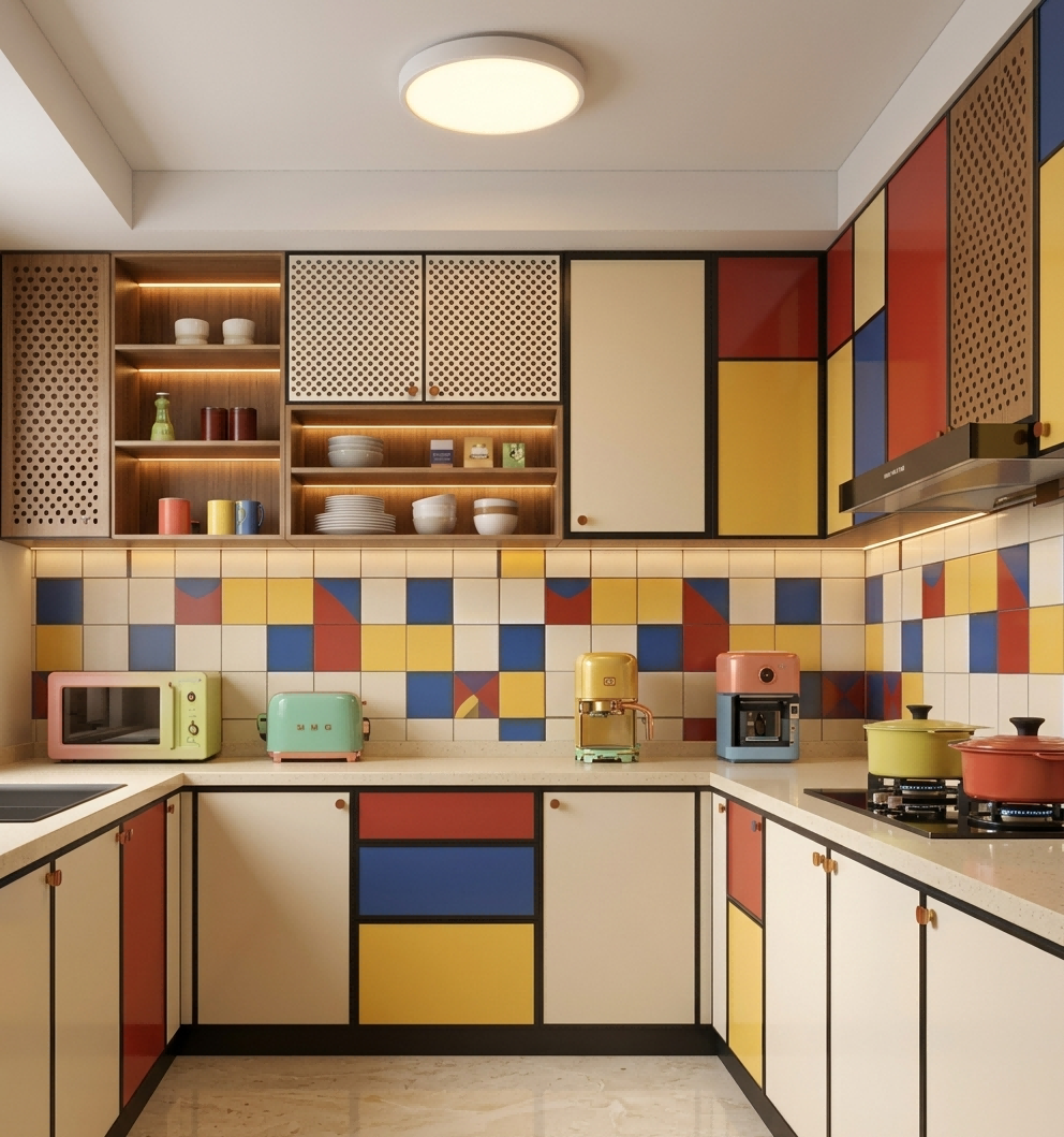 Rule-breaking bold kitchen interior setup