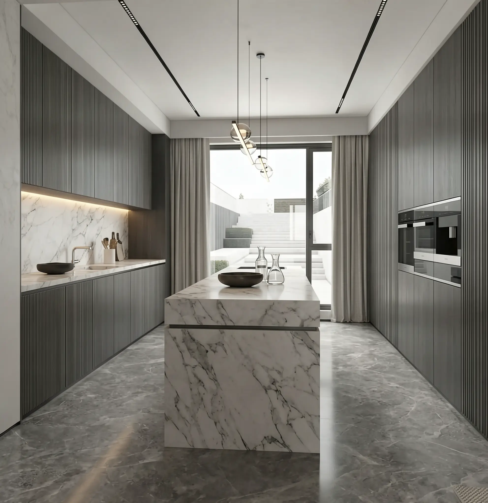Kitchen featuring pure minimalist space design