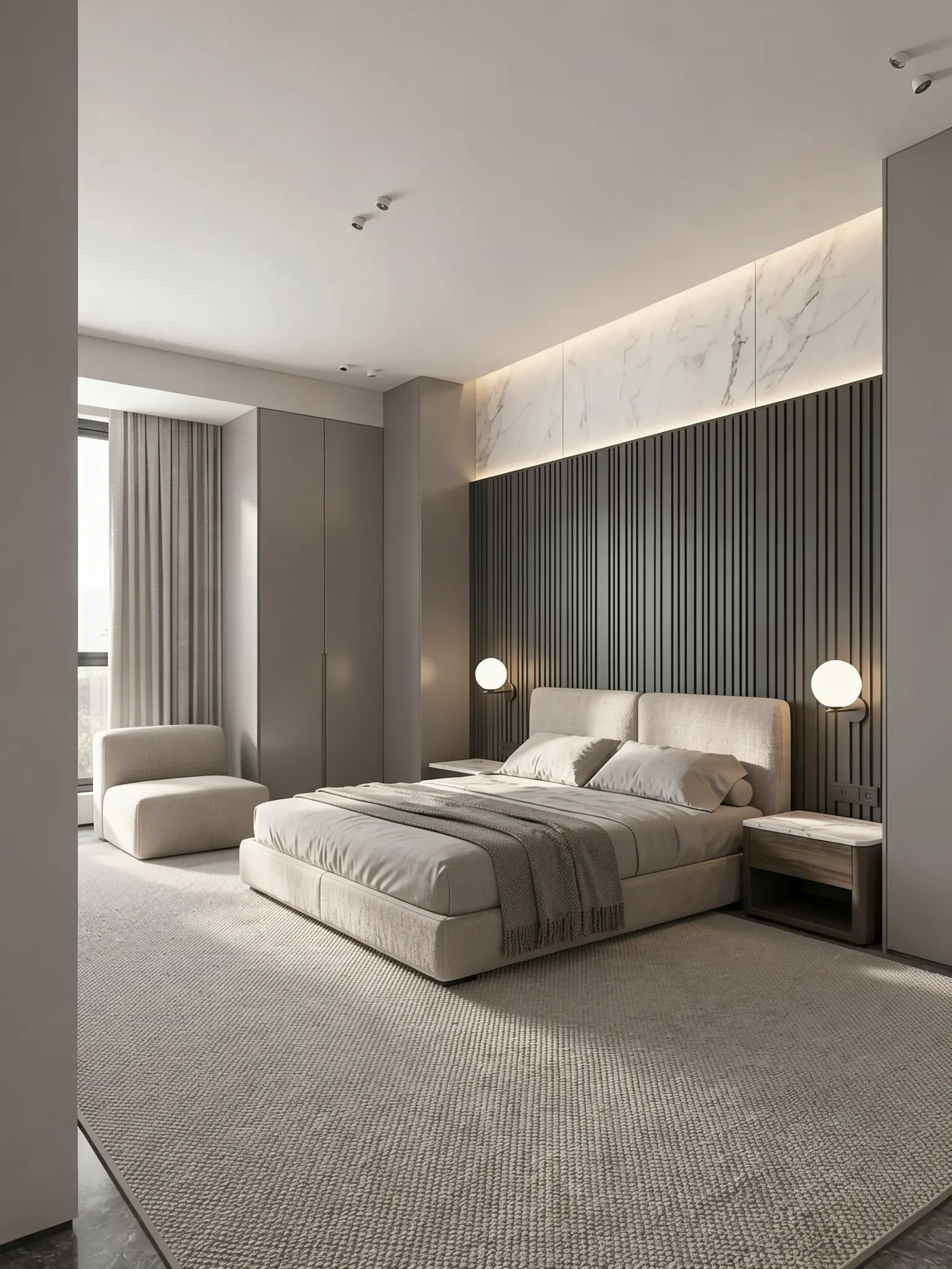 Master bedroom masterfully using minimalist space design
