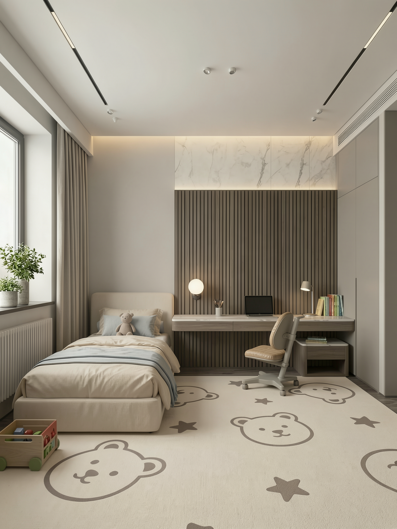 Secondary bedroom with minimalist space design layout