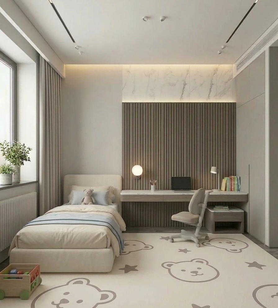 Secondary bedroom with minimalist space design layout